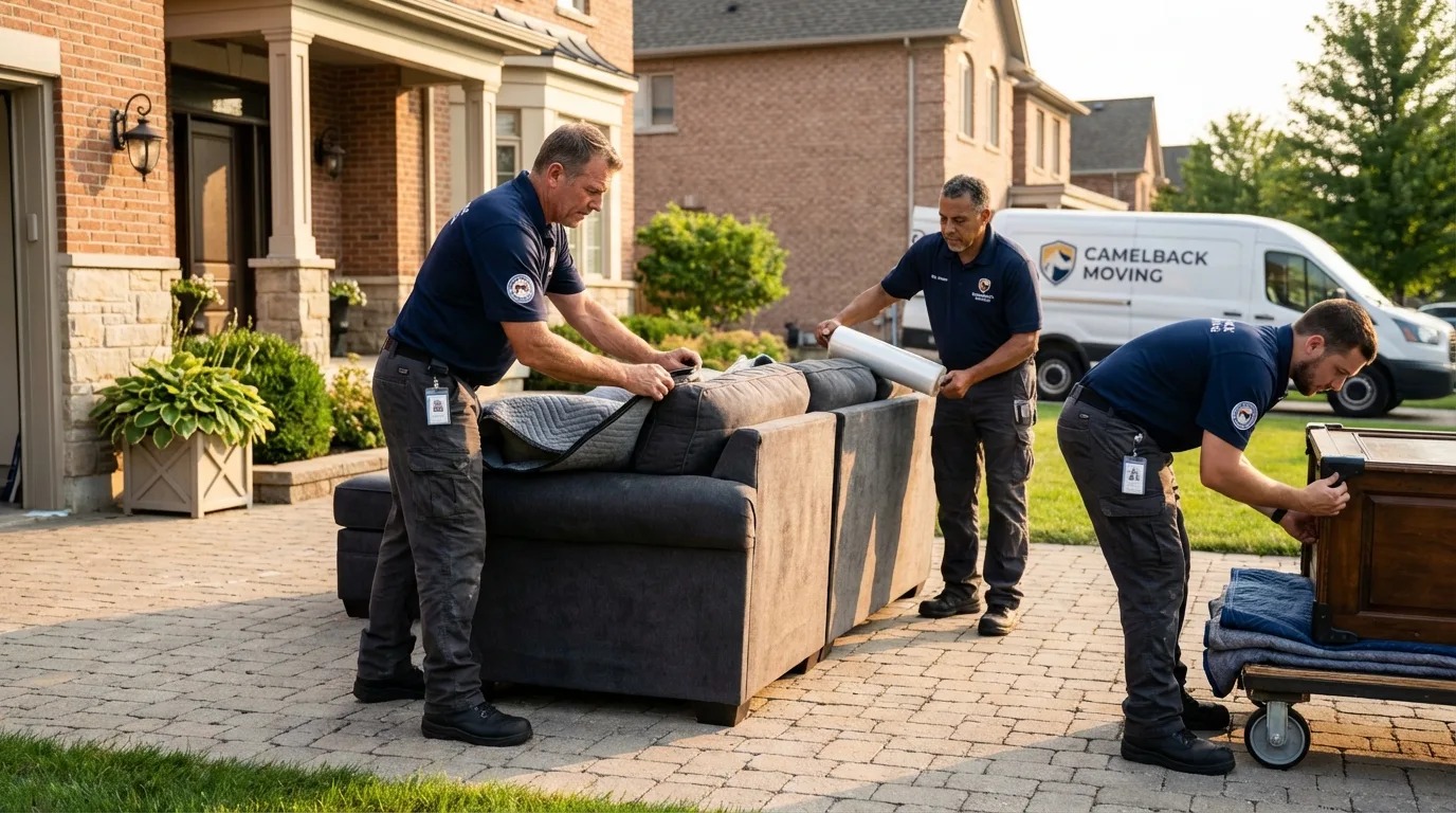 Large estate moving crew wrapping furniture in Pacific Grove, CA