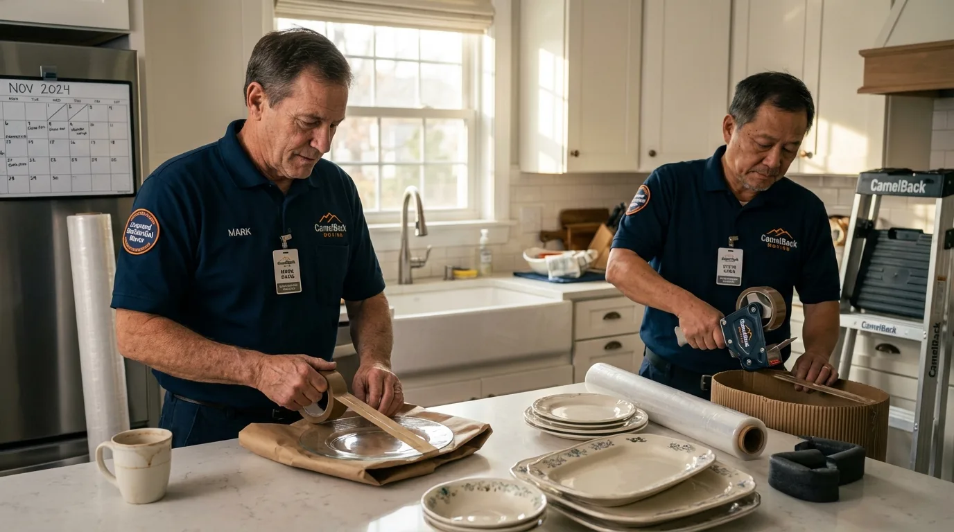 Professional crew packing kitchen dishware in Pacific Grove, CA